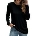 thumbnail image 1 of UAMVSH Women's Ribbed Long Sleeve Shirts Lightweight Crew Neck Solid Pullover Casual Fall Fashion Tunic Tops, 1 of 4