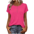 thumbnail image 1 of UAMVSH Women's Short Sleeve Tops Casual Summer Basic Tee Shirts Soft Crewneck Loose Fit Henley T-Shirt Spring Outfits, 1 of 7