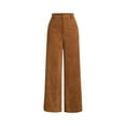 thumbnail image 1 of UAMVSH Women's Solid Color Corduroy Wide Leg Pants Button Front Soft Pants with Pockets Casual Fall Vintage Vacation Work Dress Pants(Small,Brown), 1 of 3
