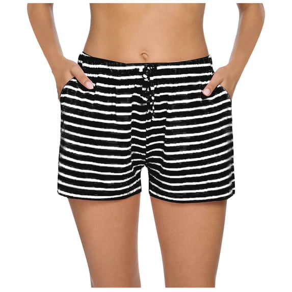 UAMVSH Women's Striped Pajama Shorts with Pockets Comfy Drawstring Casual Elastic Waist Sleep Shorts Soft Lounge Pj Bottoms