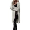 thumbnail image 1 of UAMVSH Women's Sweater Cardigans Basic Long Sleeve Knitted Dusters with Pockets Solid Color Casual Open Front Trench Outwear(XX-Large,White), 1 of 7