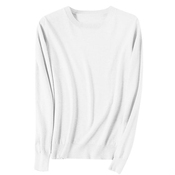UAMVSH Women's Sweaters Classic Casual Long Sleeve Crewneck Shirts Comfy Soft Lightweight Knit Tops Fall Outfits XS-XXL