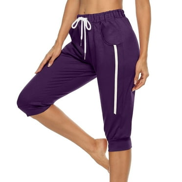 UAMVSH Women's Sweatpants Capri Pants Cropped Running Pants Lounge Loose Drawstring Waist Jogger with Pockets
