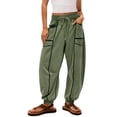 thumbnail image 1 of UAMVSH Women's Sweatpants with Drawstring Trendy Patchwork Wide Leg Jogger Pants Fall Loose Fit Cinch Bottom Athletic Pants(XX-Large,Army Green), 1 of 7