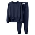 thumbnail image 1 of UAMVSH Women's Sweatsuits 2 Piece Outfits Irregular Hem Pullover Lounge Sets Side Split Long Sleeve Sweatshirt and Pants Set with Pockets, 1 of 4