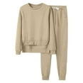 thumbnail image 1 of UAMVSH Women's Sweatsuits 2 Piece Outfits Irregular Hem Pullover Lounge Sets Side Split Long Sleeve Sweatshirt and Pants Set with Pockets, 1 of 4
