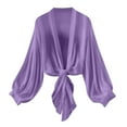 thumbnail image 1 of UAMVSH Women's Tie Front Chiffon Cardigans Elegant Long Lantern Sleeve Vacation Dressy Bolero Shrug Cropped Flowy Shawl Tops(XX-Large,Purple), 1 of 7
