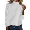 thumbnail image 1 of UAMVSH Women's Turtleneck Sweaters Classic Long Sleeve Knitted Pullover Tops Trendy Solid Color Fall Winter Basic Sweaters(Small,White), 1 of 6