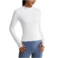 thumbnail image 1 of UAMVSH Women's UPF 50+ Sun Protection Zipper Jackets Slim Fit Long Sleeve Outdoor Athletic Cropped Thumb Hole Shirts with Pockets(X-Large,White), 1 of 5