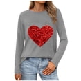 thumbnail image 1 of UAMVSH Women's Valentine's Day Shirt Heart Print Long Sleeve Graphic Tops Trendy Casual Cute Crewneck Tees for Festival, 1 of 4