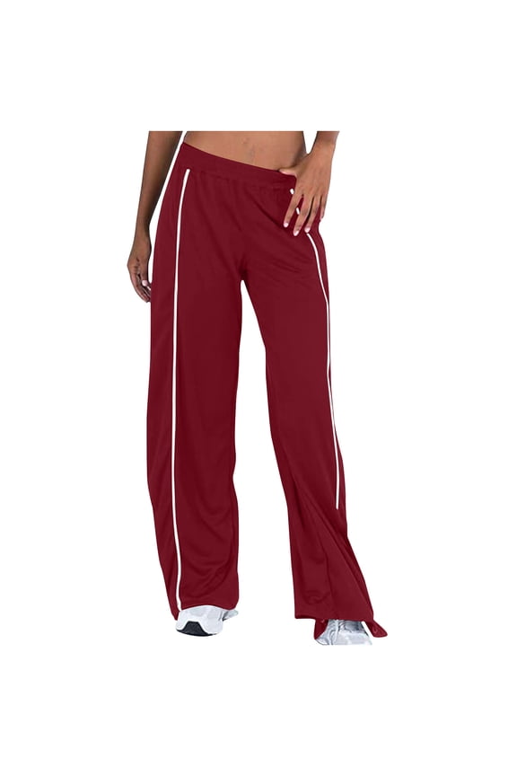 Women's Wide Leg Sweatpants Fashion Athletic Joggers with Pockets Side Split Hem Workout Running Trousers