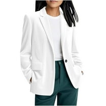 UAMVSH Women's Winter Corduroy Blazers Jackets Soft Ribbed Long Sleeve Dressy Suit Jackets Notch Collar Fashion Work Business Outerwear(X-Large,White)