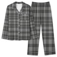 thumbnail image 1 of UAMVSH Womens 2 Piece Outfits Plaid Button Down Shirts and Wide Leg Pants Pajama Set Lapel Long Sleeve Comfy Nightwear, 1 of 5