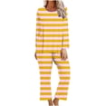 thumbnail image 1 of UAMVSH Womens 2 Piece Outfits Striped Pajama Set Soft Long Sleeve Crewneck Tops Matching Pants Set Casual Fall Loungewear, 1 of 5