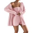 thumbnail image 1 of UAMVSH Womens 3 Piece Outfits Ribbed Knit Long Sleeve Cardigan Tube Tops and Shorts Pajama Set Comfy Soft Loungewear, 1 of 3