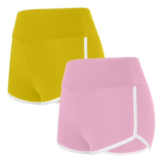 UAMVSH Womens Athletic Yoga Shorts Running Shorts Stretchy High Waisted Gym Short Pants 2 Pack Workout Shorts