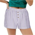 thumbnail image 1 of UAMVSH Womens Boxer Shorts Casual Summer Striped Shorts Button Elastic Waist Travel Beach Bottoms Loose Wide Leg Shorts, 1 of 6