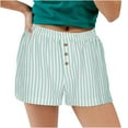 thumbnail image 1 of UAMVSH Womens Boxer Shorts Casual Summer Striped Shorts Button Elastic Waist Travel Beach Bottoms Loose Wide Leg Shorts, 1 of 6