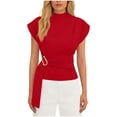 thumbnail image 1 of UAMVSH Womens Cap Sleeve Tops Mock Neck Work Business Shirts Dressy Casual Blouses Tie Side Elegant T-Shirt Going Out Outfits, 1 of 7