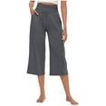 thumbnail image 1 of UAMVSH Womens Capri Pants High Waisted Wide Leg Workout Cropped Pants Stretchy Soft Athletic Yoga Pants with Pockets, 1 of 7