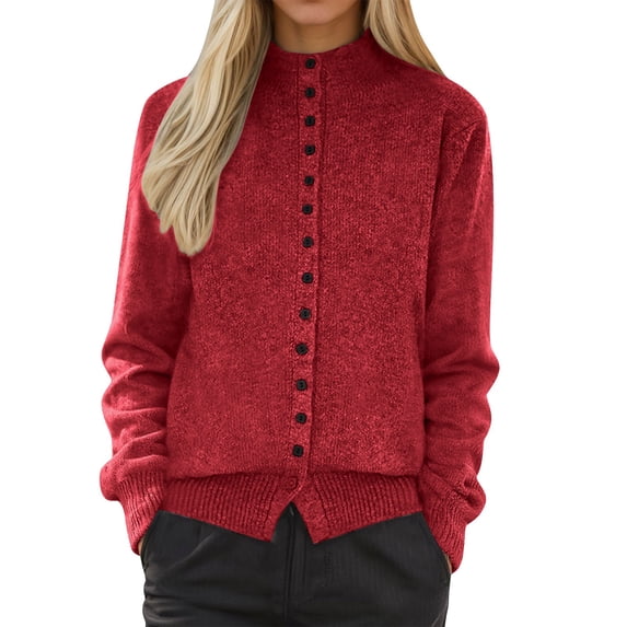 UAMVSH Womens Cardigan Sweaters Button Down Long Sleeve Knit Tops Fall Winter Crewneck Casual Jacket Trendy Clothes