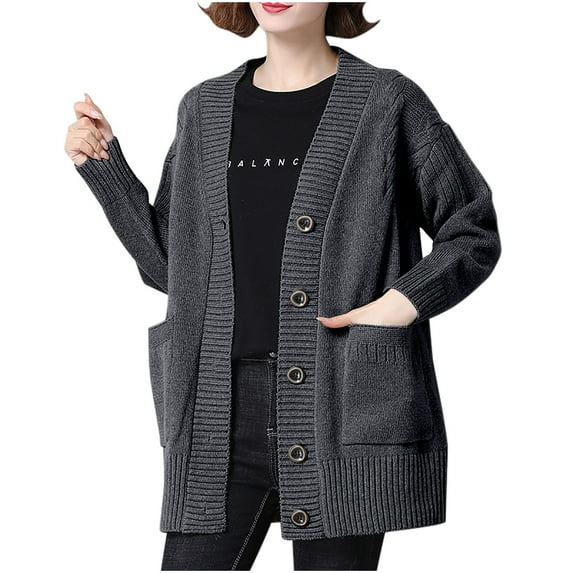 UAMVSH Womens Cardigan Sweaters Fall Winter Thermal Open Front Button down Coats with Pockets