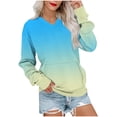thumbnail image 1 of UAMVSH Womens Casual Long Sleeve Sweatshirt Loose Gradient Crewneck Pullover Tops Fall Fashion Drop Shoulder V Neck Cute Tops with Pocket, 1 of 5
