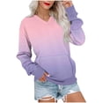 thumbnail image 1 of UAMVSH Womens Casual Long Sleeve Sweatshirt Loose Gradient Crewneck Pullover Tops Fall Fashion Drop Shoulder V Neck Cute Tops with Pocket, 1 of 5