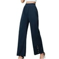 thumbnail image 1 of UAMVSH Womens Dress Pants Elastic Waist Business Casual Work Trousers Side Button Loose Wide Leg Pants with Pockets, 1 of 5
