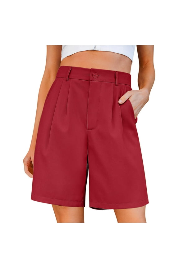Womens Dress Shorts Knee Length Dress Shorts High Waist Wide Leg Shorts with Pocket Casual Office Work Shorts
