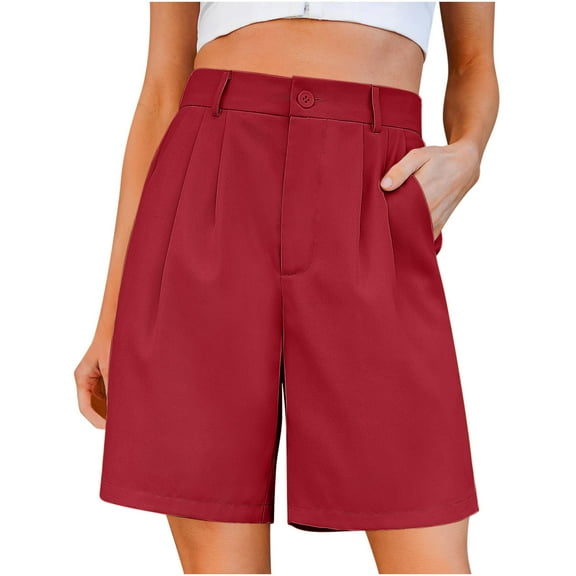 UAMVSH Womens Dress Shorts Knee Length Dress Shorts High Waist Wide Leg Shorts with Pocket Casual Office Work Shorts
