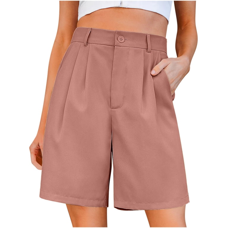 Uamvsh Bermuda Shorts for Women Dressy Casual High Waist Ladies Shorts Summer Wide Leg Knee Length Shorts with Pockets, Women's, Size: Small