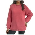 thumbnail image 1 of UAMVSH Womens Fall Fashion Solid Color Sweaters Long Sleeve Soft Comfy Sweater Loose Fit Knitted Pullover Sweater Fall Clothes(XX-Large,Hot Pink), 1 of 5