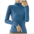 thumbnail image 1 of UAMVSH Womens Fall Sweaters Slim Fit High Neck Long Sleeve Pullover Fashion Ribbed Knitted Thick Casual Layering Sweaters Tops(Small,Blue), 1 of 4