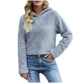 thumbnail image 1 of UAMVSH Womens Fleece Hoodie Sweatshirt Sherpa Cropped Drawstring Hooded Pullover Tops Warm Winter Long Sleeve Hoodie Clothes(X-Large,Blue), 1 of 5