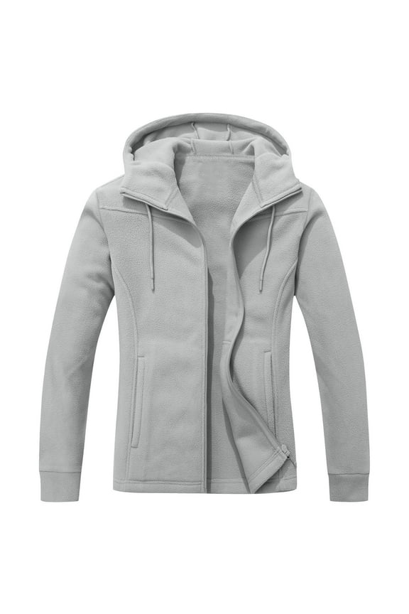 Womens Fleece Jacket Comfy Soft Long Sleeve Hooded Coat Cozy Fuzzy Zip Up Warm Outwear with Pockets Fall Winter Clothes