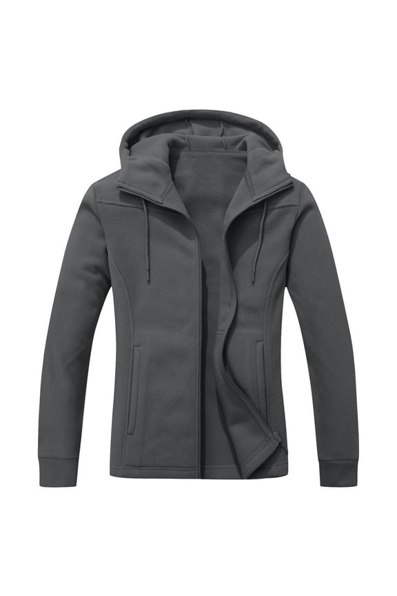 Womens Fleece Jacket Comfy Soft Long Sleeve Hooded Coat Cozy Fuzzy Zip Up Warm Outwear with Pockets Fall Winter Clothes