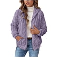 thumbnail image 1 of UAMVSH Womens Fleece Jacket Long Sleeve Zip Up Hooded Coat Comfy Soft Fuzzy Drawstring Warm Outerwear with Pockets Winter Clothes, 1 of 7