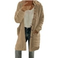 thumbnail image 1 of UAMVSH Womens Fleece Jacket Sherpa Open Front Long Cardigan Cozy Fuzzy Button Down Overcoat with Pockets Warm Winter Clothes, 1 of 3