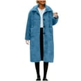 thumbnail image 1 of UAMVSH Womens Fleece Jacket Soft Fuzzy Single Breasted Long Coat Dressy Casual Lapel Warm Outcoat with Pockets Winter Clothing, 1 of 7