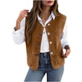 thumbnail image 1 of UAMVSH Womens Fleece Vest Lightweight Button Down Sleeveless Coat Dressy Casual Soft Fuzzy Warm Jackets Outerwear with Pockets, 1 of 6