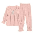 thumbnail image 1 of UAMVSH Womens Fluffy Pajamas Set Fleece Warm Long Sleeve Sleepwear Casual Cute Bow Tie Pajama Top and Pants Set Winter Clothes, 1 of 7