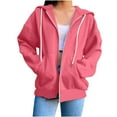 thumbnail image 1 of UAMVSH Womens Full Zip up Hooded Jackets Casual Long Sleeve Sweatshirt Outerwear with Pockets Classic Drawstring Hoodie Coats(XX-Large,Hot Pink), 1 of 7