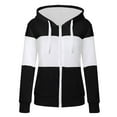 thumbnail image 1 of UAMVSH Womens Full Zip up Hoodies Jackets Trendy Long Sleeve Color Block Hooded Sweatshirts with Pockets Casual Fall Tunic Coats(Large,Black), 1 of 3