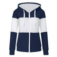 thumbnail image 1 of UAMVSH Womens Full Zip up Hoodies Jackets Trendy Long Sleeve Color Block Hooded Sweatshirts with Pockets Casual Fall Tunic Coats(Medium,Navy), 1 of 3
