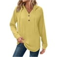 thumbnail image 1 of UAMVSH Womens Hoodies Casual Button V Neck Tunic Pullover Tops Comfy Loose Fit Drawstring Long Sleeve Shirts Fall Outfits, 1 of 6