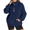 thumbnail image 1 of UAMVSH Womens Hoodies Long Sleeve Oversized Half Zip Pullover Fall Winter Casual Stand Collared Hooded Sweatshirt with Pockets, 1 of 7