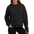 thumbnail image 1 of UAMVSH Womens Hoodies Oversized Solid Color Basic Hooded Sweatshirts Classic Fall Long Sleeve Pullover with Thumb Hole(Small,Black), 1 of 6