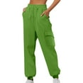 thumbnail image 1 of UAMVSH Womens Jogger Pants with Pockets Stretchy High Waisted Fleece Cargo Sweatpants Loose Fit Comfy Running Athletic Casual Pants(X-Large,Green), 1 of 5