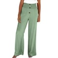 thumbnail image 1 of UAMVSH Womens Linen Wide Leg Pants Comfy Button High Waisted Palazzo Pants Flowy Loose Lounge Trousers for Beach Vacation, 1 of 6